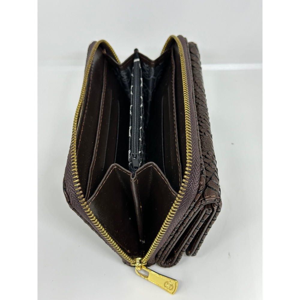 Michael Kors Wallet Brown Snake Embossed Zip Around Continental Clutch Women - Picture 6 of 9